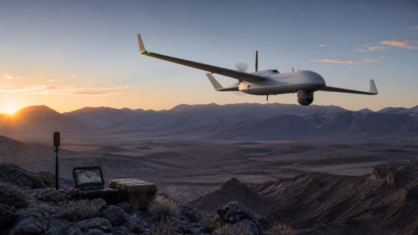 Unarmed tactical reconnaissance UAV over arid terrain